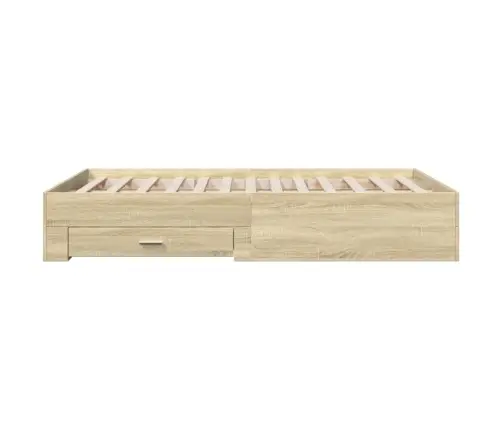 Gultas Rāmis Ar Atvilktnēm, Ozola, 140X190Cm, Inženierijas Koks Vidaxl