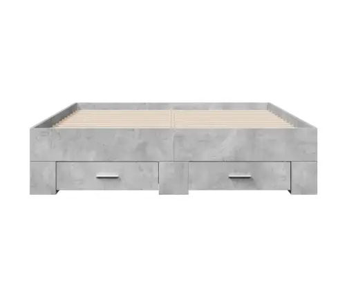 Gultas Rāmis Ar Atvilktnēm, Betona Pelēks, 140X190 Cm Vidaxl