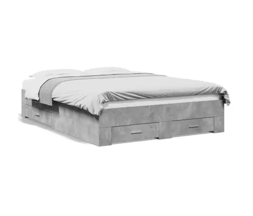 Lovos Rėmas Su Stalčiais, Betono, 135X190cm Apdirbta Mediena