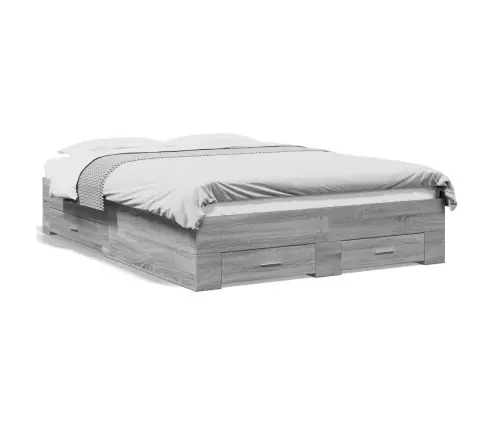 Voodiraam Sahtlitega, Hall Sonoma Tamm, 135 X 190 cm Tehispuit