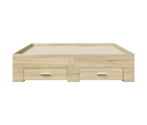 Gultas Rāmis Ar Atvilktnēm, Ozola, 120X190Cm, Inženierijas Koks Vidaxl