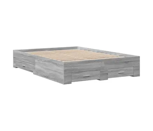 Gultas Rāmis Ar Atvilktnēm, Pelēka Ozola, 120X190 Cm Vidaxl