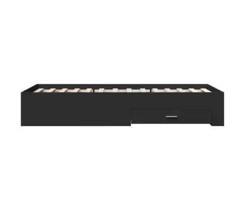 Gultas Rāmis Ar Atvilktnēm, Melns, 100X200Cm, Inženierijas Koks Vidaxl