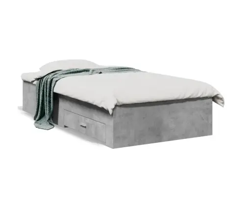 Gultas Rāmis Ar Atvilktnēm, Betona Pelēks, 100X200 Cm Vidaxl
