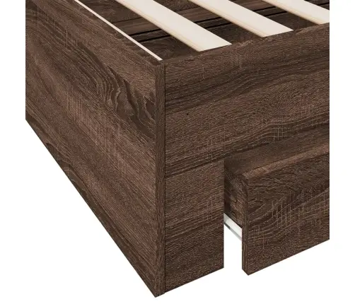Gultas Rāmis Ar Atvilktnēm, Brūns, 100X200Cm, Inženierijas Koks Vidaxl