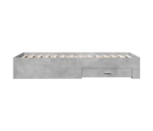 Gultas Rāmis Ar Atvilktnēm, Betona Pelēks, 90X200 Cm Vidaxl