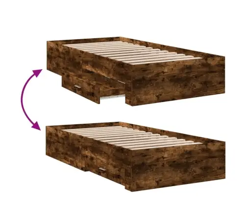 Gultas Rāmis Ar Atvilktnēm, Ozola, 90X200 Cm, Inženierijas Koks Vidaxl