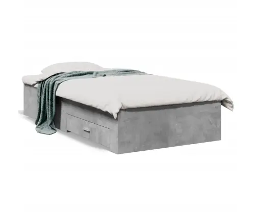 Gultas Rāmis Ar Atvilktnēm, Betona Pelēks, 90X190 Cm Vidaxl