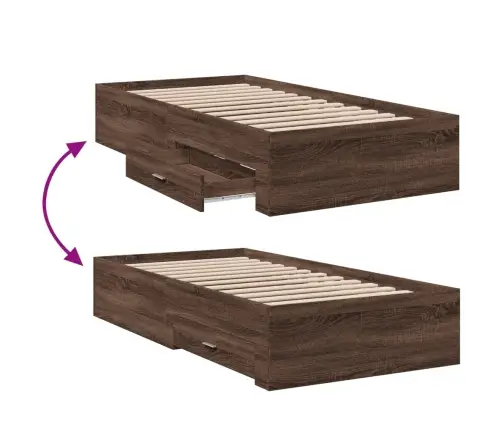 Gultas Rāmis Ar Atvilktnēm, Brūns, 90X190 Cm, Inženierijas Koks Vidaxl