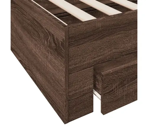 Gultas Rāmis Ar Atvilktnēm, Brūns, 90X190 Cm, Inženierijas Koks Vidaxl