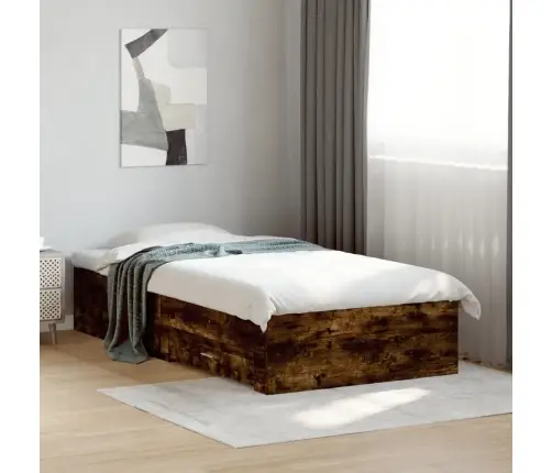 Gultas Rāmis Ar Atvilktnēm, Ozola, 75X190 Cm, Inženierijas Koks Vidaxl