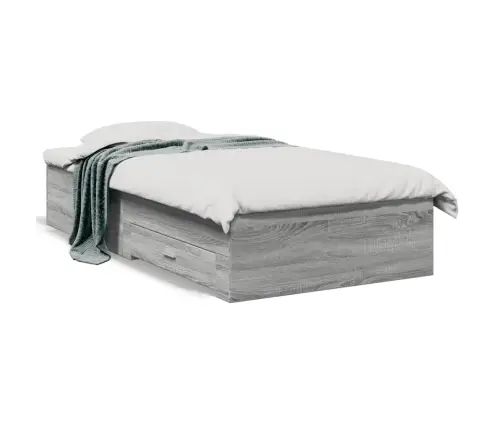 Gultas Rāmis Ar Atvilktnēm, Pelēka Ozola, 75X190 Cm Vidaxl