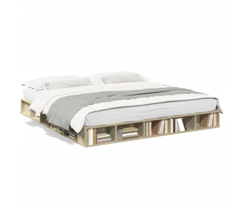 Gultas Rāmis, Ozolkoka Krāsā, 200X200 Cm, Inženierijas Koks Vidaxl