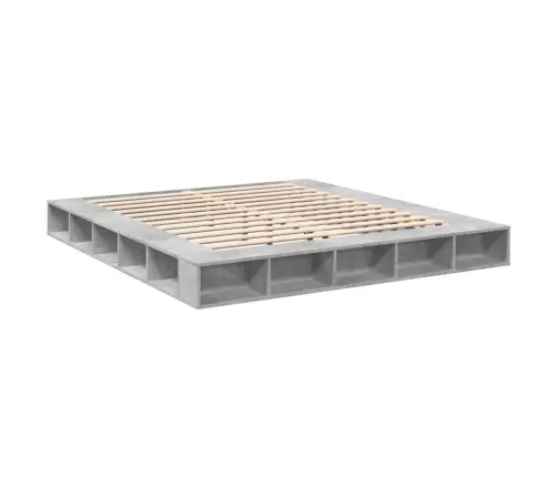 Gultas Rāmis, Betona Pelēks, 200X200 Cm, Inženierijas Koks Vidaxl