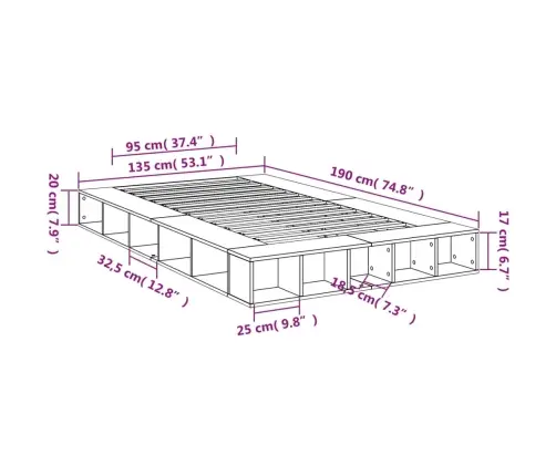 Gultas Rāmis, Pelēka Ozolkoka, 135X190 Cm, Inženierijas Koks Vidaxl Gultas Rāmis, Pelēka Ozolkoka, 135X190 Cm, Inženierijas Koks Vidaxl
