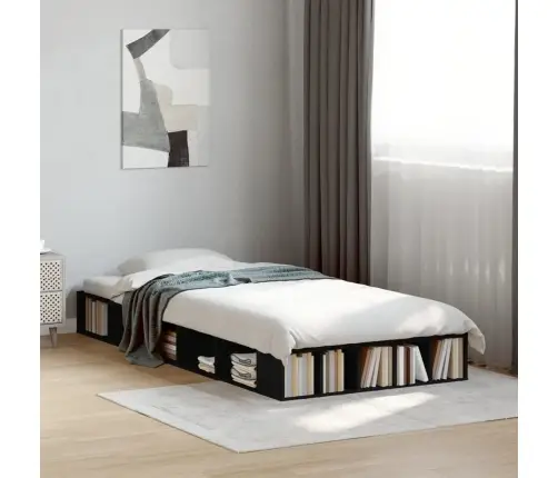 Voodiraam, Must, 90 X 200 cm Tehispuit