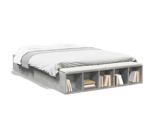 Gultas Rāmis, Betona Pelēks, 160X200 Cm, Inženierijas Koks Vidaxl