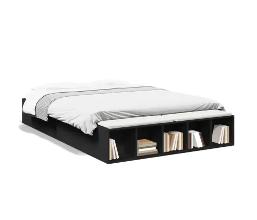 Gultas Rāmis, Melns, 150X200 Cm, Inženierijas Koks Vidaxl