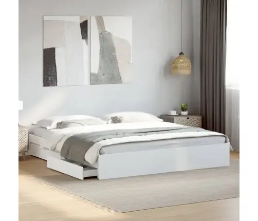 Sahtlitega Voodiraam, Ilma Madratsita, Valge, 200X200 Cm