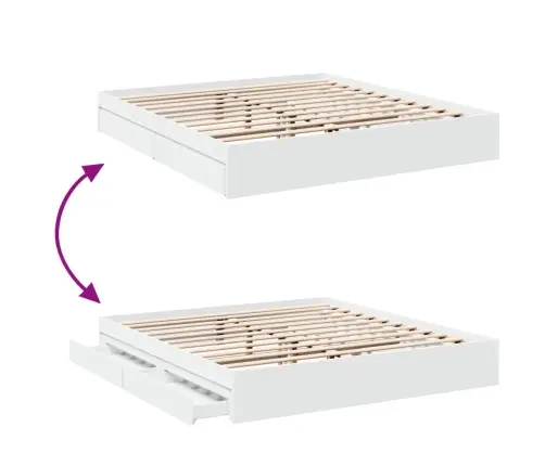 Sahtlitega Voodiraam, Ilma Madratsita, Valge, 180X200 Cm