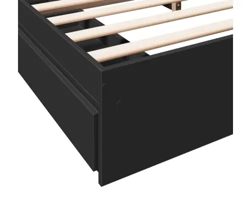 Gultas Rāmis Ar Atvilktnēm, Melns, 180X200Cm, Inženierijas Koks Vidaxl