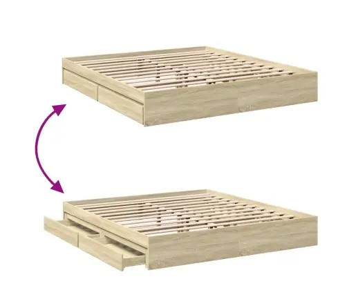 Gultas Rāmis Ar Atvilktnēm, Ozola, 180X200Cm, Inženierijas Koks Vidaxl