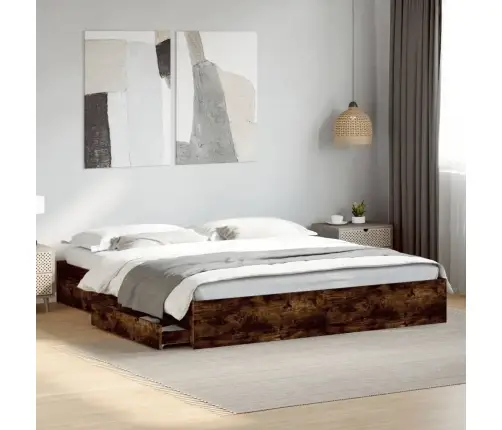 Gultas Rāmis Ar Atvilktnēm, Ozola, 180X200Cm, Inženierijas Koks Vidaxl