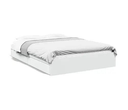 Lovos Rėmas Su Stalčiais, Baltas, 160X200cm Apdirbta Mediena