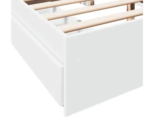 Lovos Rėmas Su Stalčiais, Baltas, 160X200cm Apdirbta Mediena