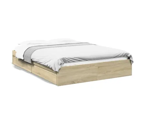 Gultas Rāmis Ar Atvilktnēm, Ozola, 160X200Cm, Inženierijas Koks Vidaxl