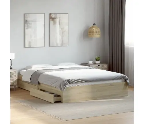 Gultas Rāmis Ar Atvilktnēm, Ozola, 160X200Cm, Inženierijas Koks Vidaxl