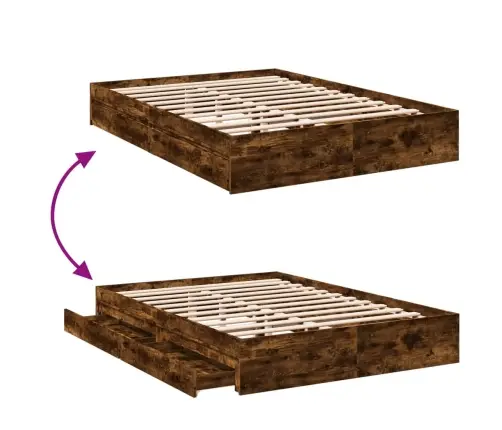 Gultas Rāmis Ar Atvilktnēm, Ozola, 160X200Cm, Inženierijas Koks Vidaxl