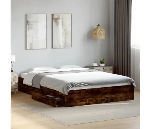 Gultas Rāmis Ar Atvilktnēm, Ozola, 160X200Cm, Inženierijas Koks Vidaxl