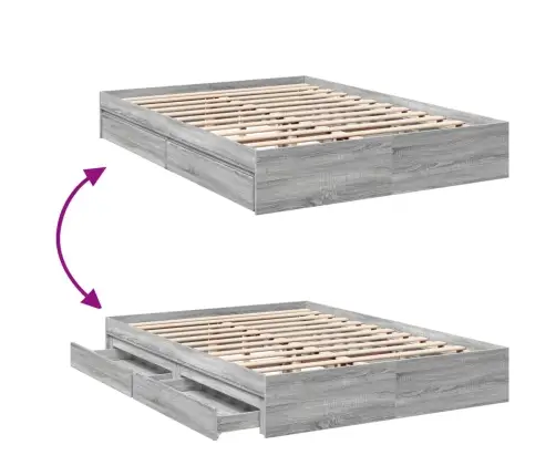 Voodiraam Sahtlitega, Hall Sonoma Tamm, 160X200 cm Tehispuit