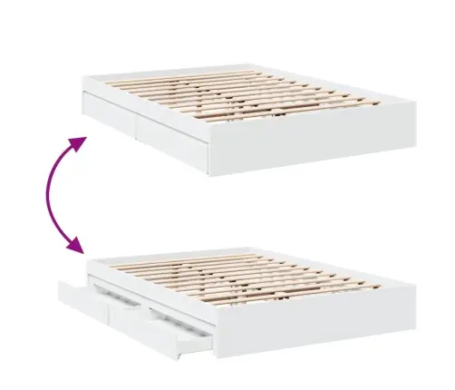 Sahtlitega Voodiraam, Ilma Madratsita, Valge, 150X200 Cm