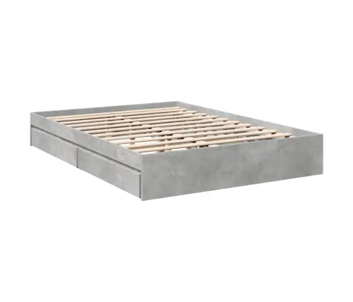 Gultas Rāmis Ar Atvilktnēm, Betona Pelēks, 150X200 Cm Vidaxl