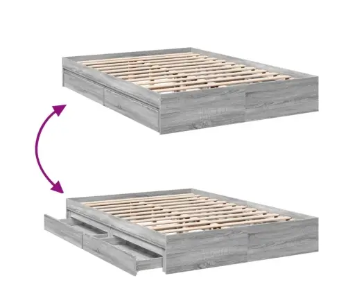 Gultas Rāmis Ar Atvilktnēm, Pelēks,150X200Cm, Inženierijas Koks Vidaxl Gultas Rāmis Ar Atvilktnēm, Pelēks,150X200Cm, Inženierijas Koks Vidaxl