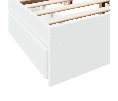 Lovos Rėmas Su Stalčiais, Baltas, 120X200cm Apdirbta Mediena