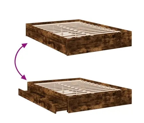 Voodiraam Sahtlitega, Suitsutatud Tamm, 120 X 200 cm Tehispuit