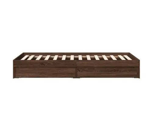 Gultas Rāmis Ar Atvilktnēm, Brūns, 90X200 Cm, Inženierijas Koks Vidaxl