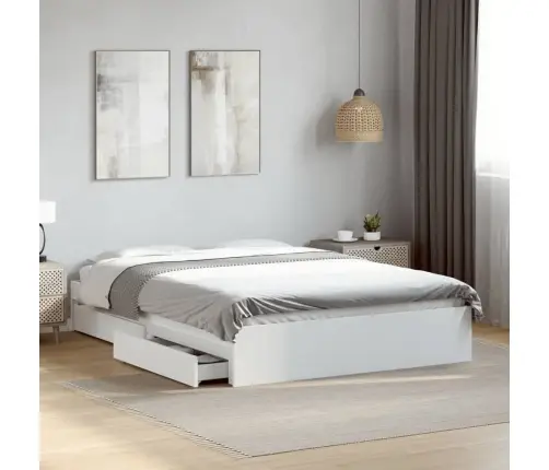 Sahtlitega Voodiraam, Ilma Madratsita, Valge, 140X190 Cm