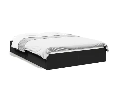 Voodiraam Sahtlitega, Must, 140X190 cm Tehispuit