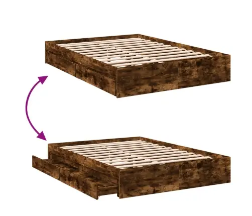 Voodiraam Sahtlitega, Suitsutatud Tamm, 140X190 cm Tehispuit