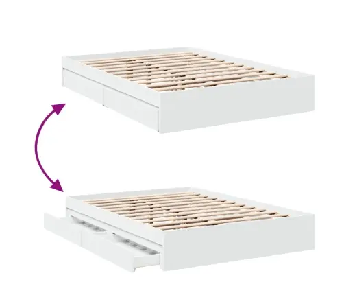 Gultas Rāmis Ar Atvilktnēm, Bez Matrača, Balts, 135X190 Cm Vidaxl