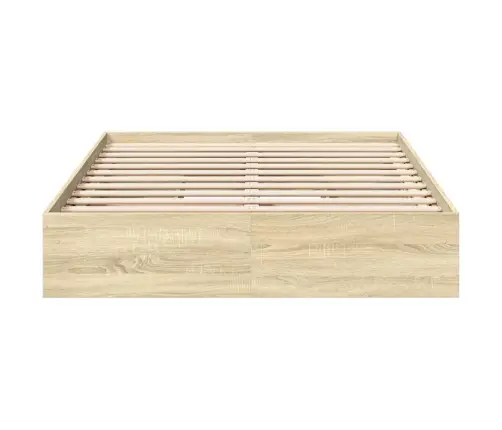 Gultas Rāmis Ar Atvilktnēm, Ozola, 135X190Cm, Inženierijas Koks Vidaxl