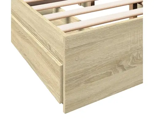 Gultas Rāmis Ar Atvilktnēm, Ozola, 135X190Cm, Inženierijas Koks Vidaxl