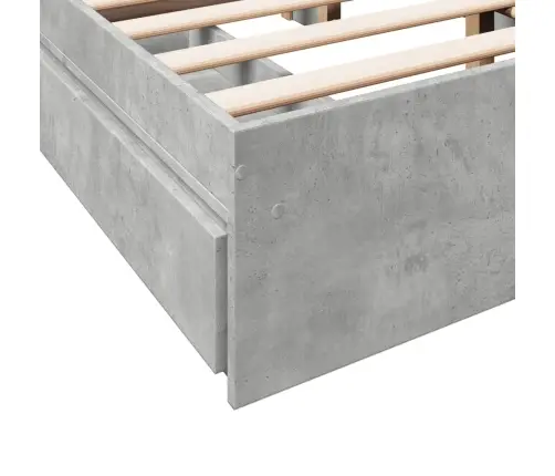 Voodiraam Sahtlitega, Betoonhall, 135X190 cm Tehispuit