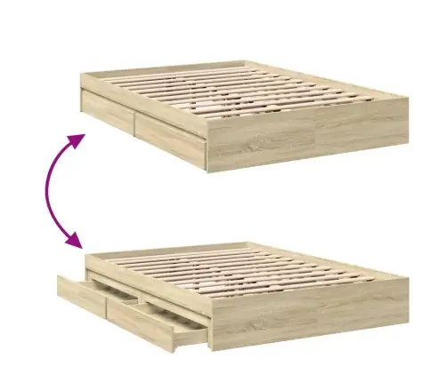 Gultas Rāmis Ar Atvilktnēm, Ozola, 120X190Cm, Inženierijas Koks Vidaxl