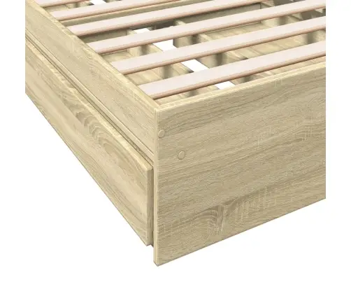 Lovos Rėmas Su Stalčiais, Ąžuolo, 90X190cm Apdirbta Mediena