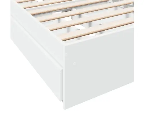 Lovos Rėmas Su Stalčiais, Baltas, 75X190cm Apdirbta Mediena